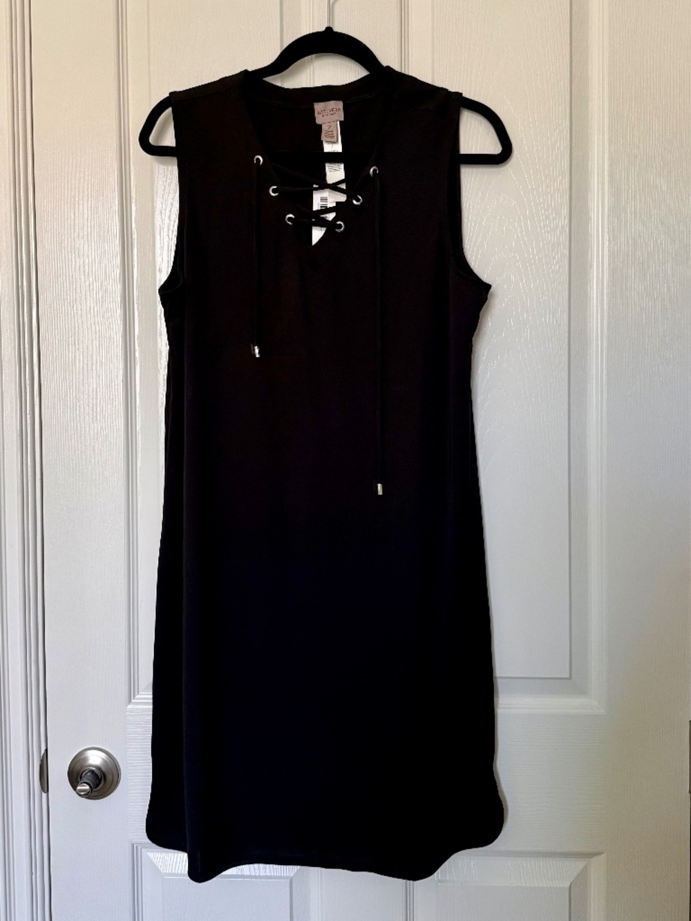 NWT Black Chico's Easywear SZ 2 dress with Vneck styling. Sleeveless